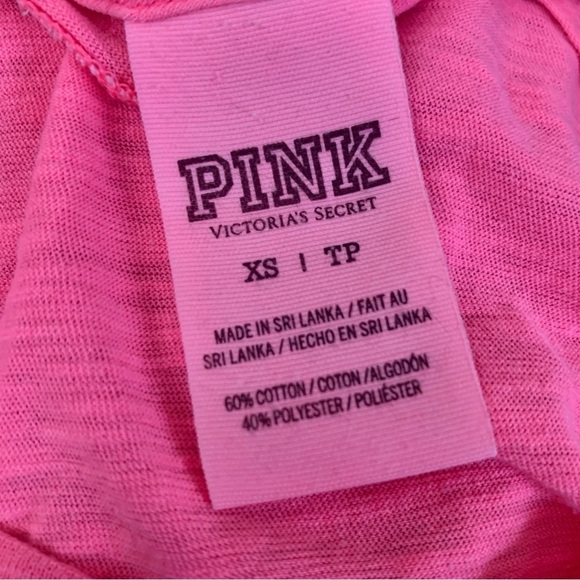 VS PINK Coral Neon Pink Open-Back Short-Sleeve Tee Top - Picture 6 of 7